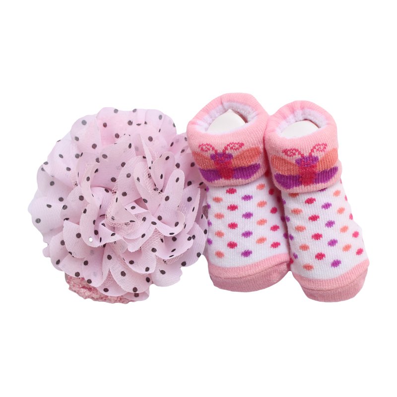 ENSEMBLE CHAUSSONS ET BANDEAU A POIS